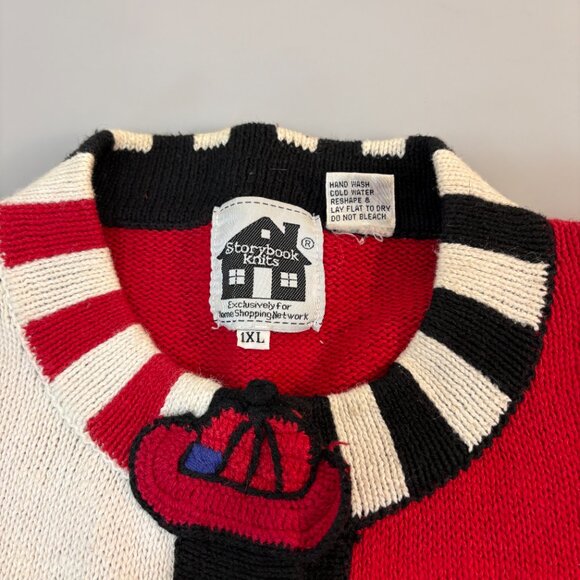 Storybook Knits 1X Dalmatian Fire Truck Hydrant 911 Cardigan Sweater Red Black - Picture 6 of 9